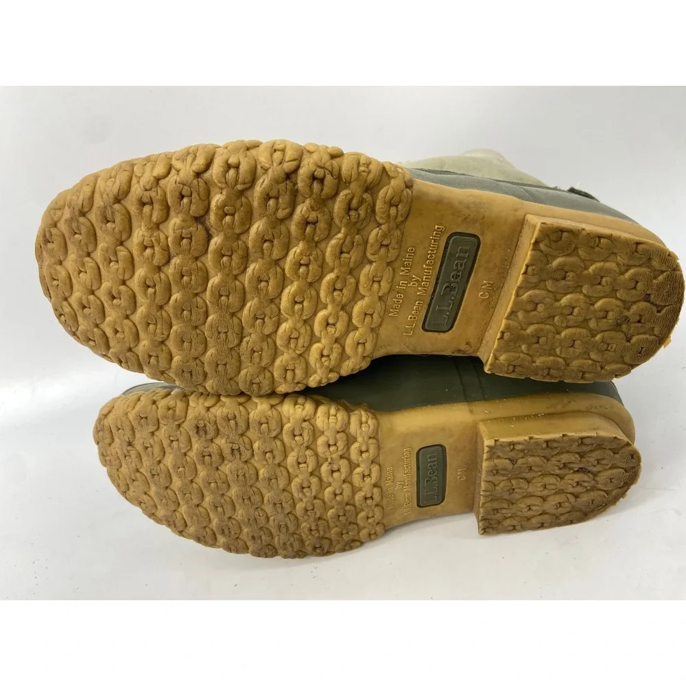 LL Bean Boots Womens 7 Green Nubuck Duck Waterproof Maine Hiking Outdoor